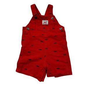 3/20$ Red Baby Shortalls Short Overalls with Car Print size 12 months